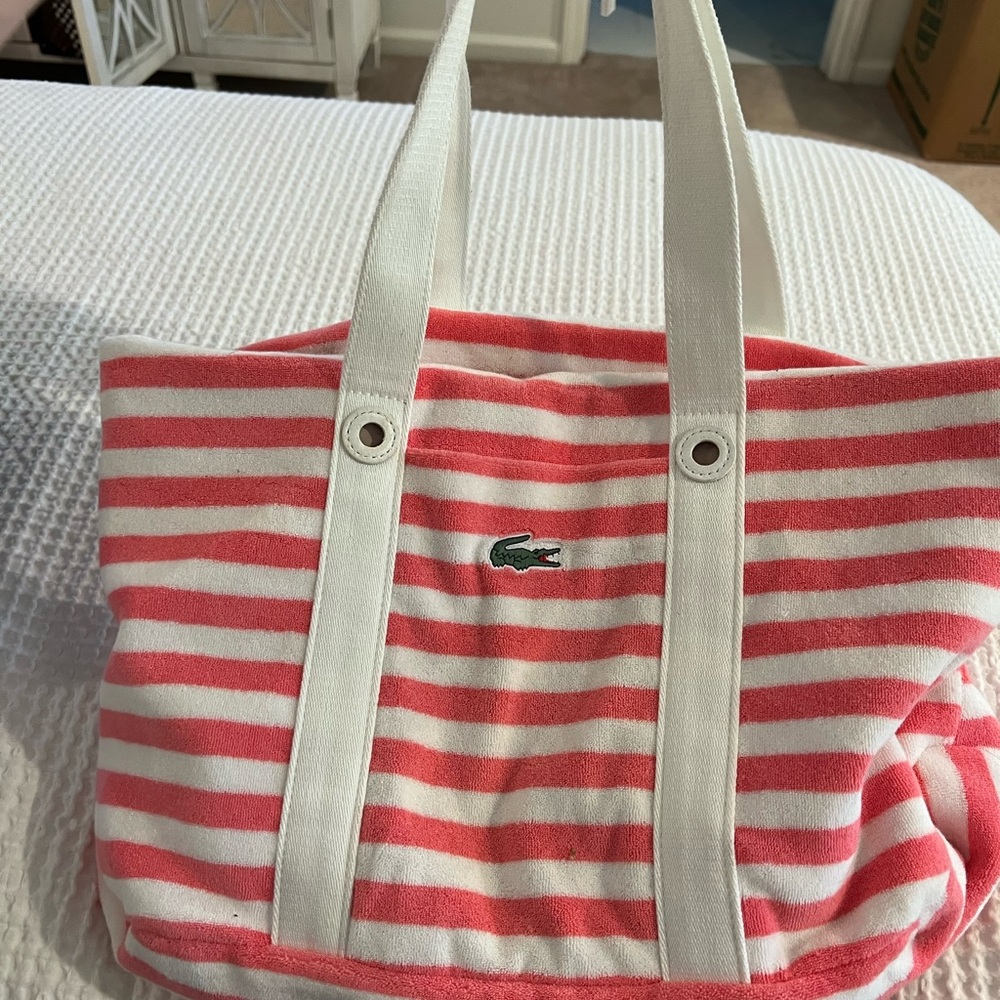 Lacoste Pink and White Tote Bag for Summer